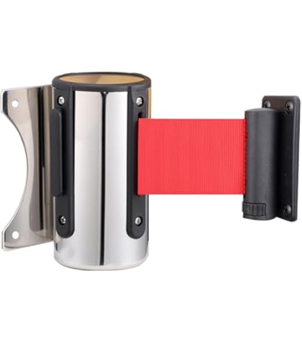 Riem Stanchion Cassettes Intrekbare Barrière Tape Roestvrij Staal Muur Gemonteer