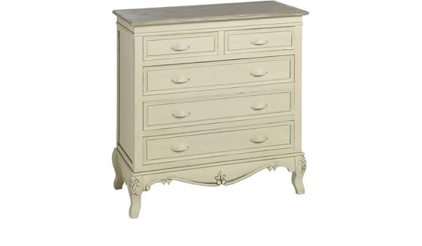 Shabby Chic Country 5 Drawer Chest Cream Chest Of Drawers With