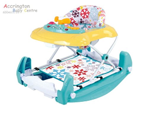 DELUXE SNOW FLAKES 2 IN 1 BABY WALKER & ROCKER MUSICAL ACTIVITY TOY TRAY