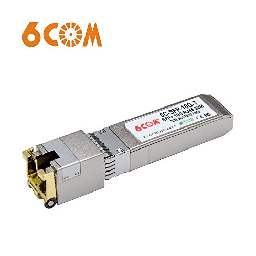 6COM Cisco Compatible 10GBase-T SFP + 10 Gigabit RJ45 Transmisor de Cobre 30m