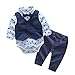 Produktbild Outfits Sets Kind Janly 0-2 Jahre Alt Jungen Print Tops Strampler + Weste + Hosen, 3pcs Kleidung Anzüge (0-6 Monate, Blau)