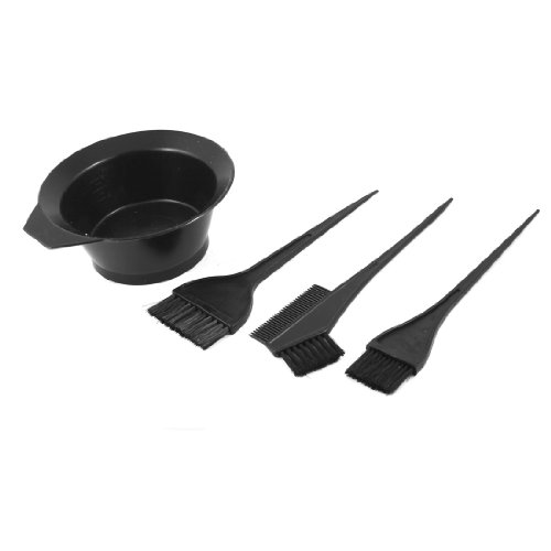 Sourcingmap Plastic Tint Bowl Hair Dye Brush Stylist Tools, Black - 4 Piece