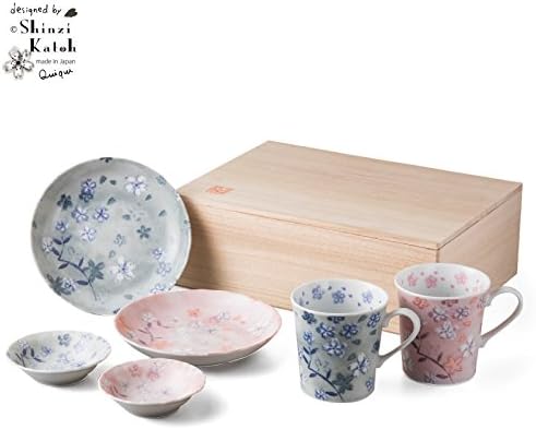 [SET of 6] Japanese Mino-yaki Ceramics Breakfast Teatime Set - Traditional Japanese Design Shinji Kato - by Okura Ceramics K1306