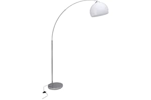 BRILLIANT lampada Vessa bow lampada da terra 1.7m cromo/bianco | 1x A60, E27, 60W, adatto per lampade standard (non incluse) | Scala da A ++ a E | Con interruttore a pedale