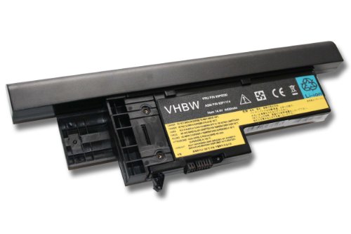 vhbw Li-Ion Akku 4400mAh (14.8V) schwarz für Notebook Laptop Lenovo ThinkPad X60 1702, X60 1703, X60 1704 wie 40Y7001, ASM 42T5261, FRU 42T5260.
