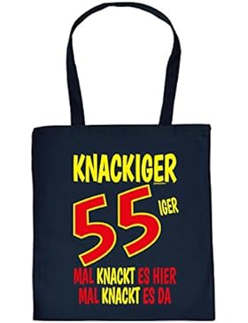 zum 55. Geburtstag Geschenk Stofftasche Knackiger 55iger Mal knackt es hier Mal knackt es da Baumwolltasche Geschenkidee...