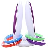 VIPITH Inflatable Bunny Rabbit Ears Hat with 4 Rings Toss Game Toy Easter Party Game Holiday Gifts Toys for Family Kids