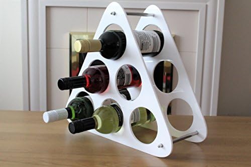 Wine Bottle Rack Triangular Free Standing Decorative Fancy-6 Bottle storage Beautiful Gift (White)