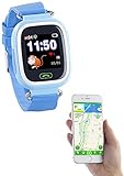 TrackerID Kinderuhr: Kinder-Smartwatch, Telefon, GPS-, GSM-, WiFi-Tracking, SOS-Taste, blau (Tracker ID Kinderuhr)
