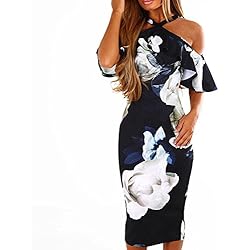 Vestidos de Mujer, ASHOP Vestido Verano 2018 Sin Mangas Casual Ajustados T-Shirt Vestido Coctel Fiesta Largo Dress Estampado Floral Boho Playa Falda Elegantes en Oferta (XL, Armada)