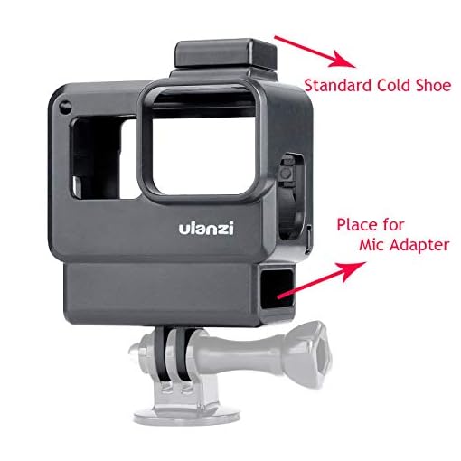 ULANZI V2 Protective Housing Case Vlogging Frame Cage Mount with Microphone Cold Shoe Compatible for GoPro Hero 7 6 5 Vlog Setup Action Camera Accessories - Image 3