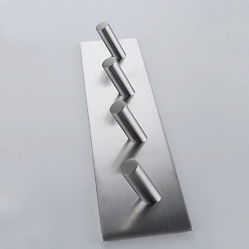 KES Selbstklebende Schlüssel Haken Hakenleiste/Schiene, SUS304 Edelstahl Gebürstet 4-Haken, A7063H4 - 3