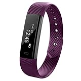 kingko Smart Watch Damen Fitness-Tracker ID115 Intelligente Uhr Herzfrequenz-Überwachung Schlafüberwachung Informationen Erhalten IP67 Wasserdicht Kompatibel mit Android und IOS (Lila)