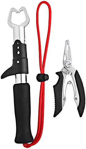RosyXandy Fish Lip Grabber Gripper Clip Handle Stainless Nipper Snip Lure Pincers Cutter Clamp Grabber Fish Plier Grip Fish Handling