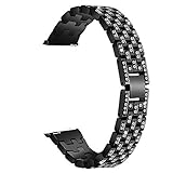 Luckhome Uhrenarmband Serie Lederarmband Ersatband Mit Edelstahl Metall Schließe Classic Armband Ersatz Band ，Metall mit kristall link Armband uhrenarmband für Apple Watch Serie 4 40mm（Schwarz）