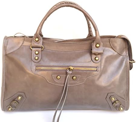 SUPERFLYBAGS Women's Genuine Calfskin Italian Leather Handbag Aged Effect lux model Barcellona M size + mirror Made in Italy