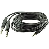 PARCBENY 17526 3.5 MM STEREO ERKEK / 2X6.3 MM MONO GİTAR ERKEK 3 METRE KABLO Seslendirme Kablosu 2*Gitar-3.5mm Stereo Jak