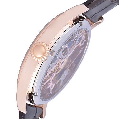 Thomas Earnshaw Men's Bauer Mechanical Skeleton Automatic Watch with Silver Dial Analogue Display and Brown Leather Strap ES-8049-03