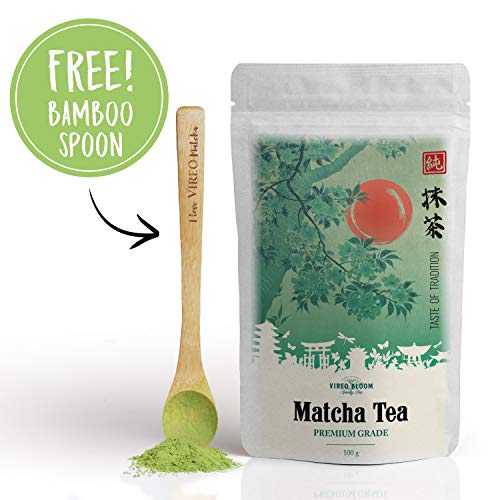 Il tè verde Matcha Vireo Tea | Green Matcha Powder Ceremonial Premium | Grado di Cerimoniale (100g Grado di Cerimoniale)