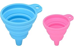LICHUANUK 2-częściowy zestaw lejków – składany lejek silikonowy, 2 rozmiary, składany, mały lejek kuchenny, odporny na wysokie temperatury do +230°, do przenoszenia piwa i płynów (mały/duży)