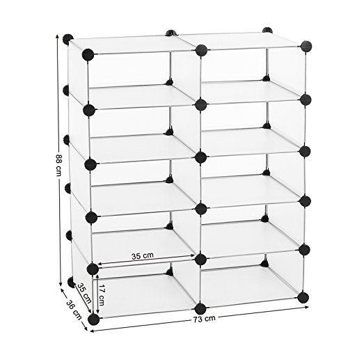 Songmics 5 Ebenen Schuhregal Schuhschrank Schuhablage Schuhständer Regalsystem Weiß 90 x 76 x 37 cm LPC20W - 7