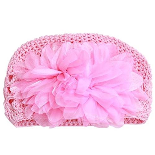 Linkings Flower Crochet Beanie Knitted Cap Hat 3-18M, Pink
