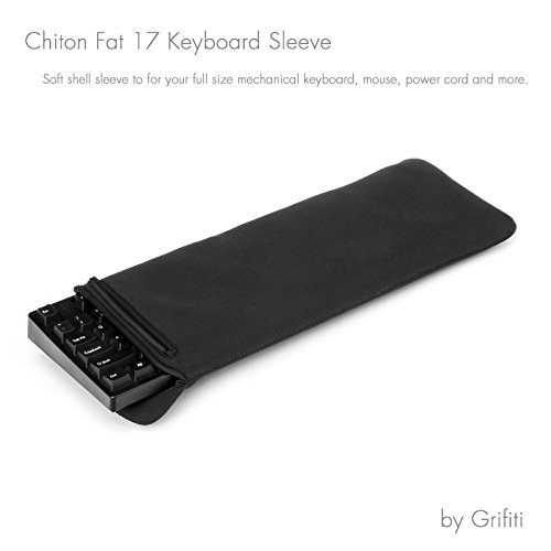 Grifiti Chiton Fat 17 Neopren-Hülle für Tastatur, 16,5 cm x 45,7 cm, für 10keyless Mechanical Standard-Tastaturen, Logitech Amazon Basics, Ivation, Azio, Razer, Steelseries, CM Storm, CM Quickfire und andere Fat 10keyless Tastaturen (43,2 - 48,3 cm) mit Maus-Tasche