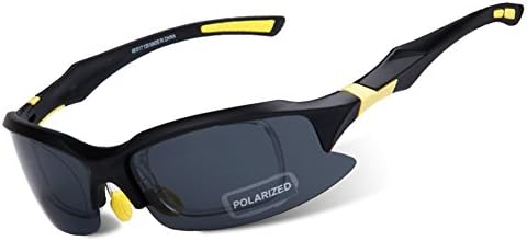 BOFUTE Men's Polycarbonate Lenses Motorcycle Polarized Glasses Anti-UV Sports Sunglasses Driving Goggles For Women Boys(Black Yellow)
