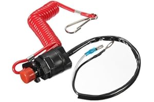 Aofan Universal Engine Kill Switch 12V DC with Tether Lanyard - Waterproof Emergency Stop Switch for Motorcycle, Boat, Lawn Mower, Outboard Motor