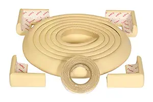 BabySafeHouse Edge Guard and Corner Protector-6.5ft Edge + 4 Pre-Taped Corner Guards for Baby Proofing & Child Safety (Ivory Color)