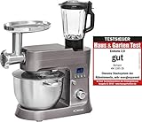 Leistungsstarke Knetmaschine mit extra starken 1200 Watt, Elektronische Timerfunktion/LCD-Display (blau beleuchtet)