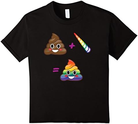 Cute Unicorn Emoji Poo Math with Horn and Rainbow Poop Tee Kids 8 Black
