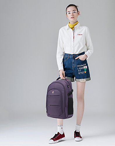 FANDARE Laptop Rucksäcke Geschäft Notebook Geeignet für bis zu 17 Zoll Damen Herren Schulrucksack für die Schule Daypack Wasserabweisend Reisen Outdoor Polyester Lila Groß - 3