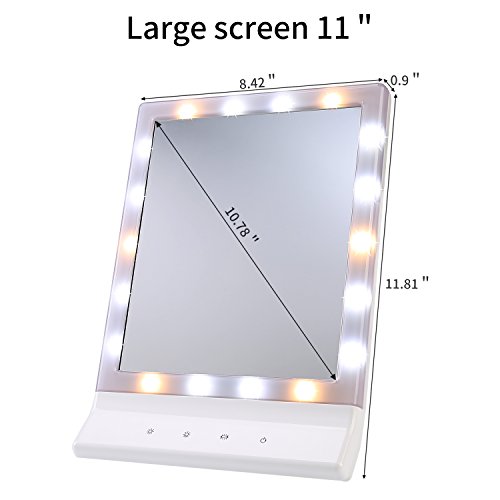 TFCFL LED Make-up Spiegel-Tisch Top Vanity beleuchteten Kosmetikspiegel, Touchscreen Wandhalterung beleuchtete Spiegel mit 18 LED-Leuchten für Tischplatte, Reise, Rasieren, Dressing - 3