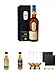 Produktbild Lagavulin 16 Jahre Islay Single Malt Whisky 0,7 Liter + Talisker 10 Jahre Isle of Skye Single Malt Whisky 0,05 Liter Miniatur + Talisker SKYE Single Malt Whisky 0,05 Liter Miniatur + The Glencairn Glass Whisky Glas Stölzle 2 Stück + Schiefer Glasuntersetz