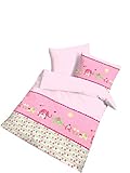 Renforce Baby Bettwäsche Elefant rosa - Größe 40x60 + 100 x 135 cm - hergestellt in Deutschland