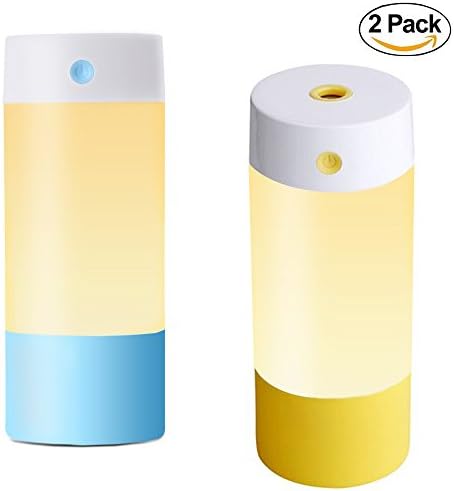 2 PCS Mini Cool Mist Humidifiers with Night Light for Office Home Bedroom Living Room Study Yoga Spa - Automatic Shut-Off - 250ml