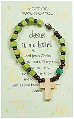TLC Heavenly GiftsChildren's Wooden Rosary Green Bracelet
