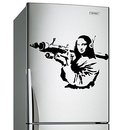 AnOL ltd(60 x 40 cm) Banksy Vinyl Wall Decal Mona Lisa/Mona Liisa Rocket Launcher Home Decor Sticker/Davinci Paint Street Art Graffiti Sign