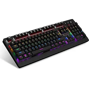 Quantum QHM9800 Rapid Strike Mechanical Gaming Multimedia Wired Keyboard with 6-Colour RGB LED, 12 Adjustable Lighting Modes, Lasting Durability and Rupee (?) Key (Black)