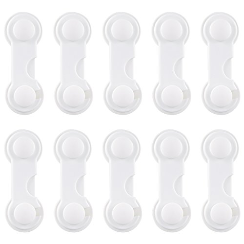 Cierre Seguridad Bebés 10 Piezas, JESWELL Bebé Bloqueo de Seguridad para Armarios Cajones Refrigeradores, Sin Perforaciones, Instalación Fáciles