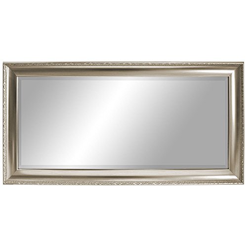 Zeitloser Wandspiegel Barspiegel Frisierspiegel Flurspiegel Garderobenspiegel Facettenspiegel Spiegel mit Facettenschliff + Verzierungen 101x51cm – Silbergold - 2
