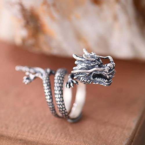 Preisvergleich Produktbild Laogg Einstellbar Ringe Exquisite chinesische S925 Sterling Silver Wind Drachen Persönlichkeit Ring senden Freund Verwandte Geburtstag Graduierung Geschenk