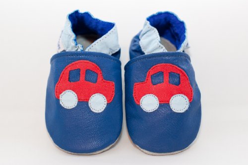 Soft leather baby shoes cars