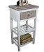 Produktbild elbmöbel Telefontisch Couchtisch Beistelltisch Nachttisch mit 1 Schublade 2 Ablagefächern weiß braun aus Holz im shabby chic vintage antik Landhaus Stil – B40 x H75 x T28 cm