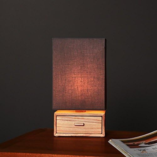 HAOHE E27 Storage Drawer Table Lamp Retro Minimalist For Bedroom Living Room Decoration Cloth Lampshade Wooden Desk Lamps