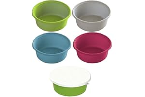 Cajou 3 er Pack Futterschale mit Oder Ohne Deckel für Pferde Hunde Oder Salatschüssel (Blau, mit Deckel)