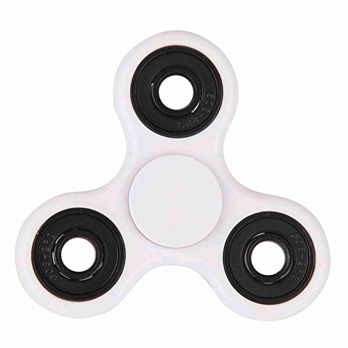 Tri Fidget Hand Spinner Toy,Stress Reducer Ultra Durable High Speed Ceramic Bearing Fidget Finger Toy Can Continue to Rotate for 1-3 minutes - Perfect for ADD / ADHD / Anxiety / Autism And Stress Relief Adult Children,Office Desk Gadget (White)