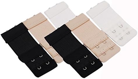 Bra Extender Extension Strap, 2x2 Hook, 6 Pack- 2white, 2black, 2beige