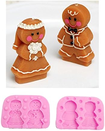 Suzhou Lofter Info Gingerbread Man Couples Cake Soap Molds Silicone Candle Fondant 3D Cake DIY Party Mould Baby Birthday